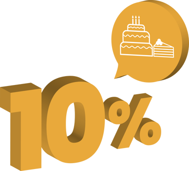 10 percent discount for bakery pastry or cake product 3d style png