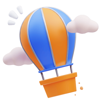 3d rendering of cute hot air balloon icon illustration, empty state png