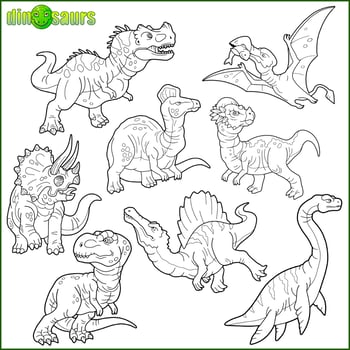 prehistoric dinosaurs set vector