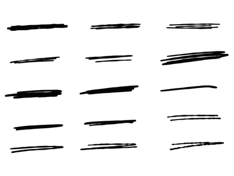 Thick black line for highlighting and underlining. Set of hand-drawn stripes vector