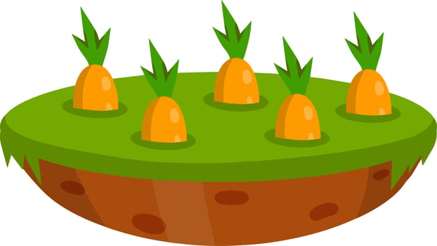 Brown ground. Natural food. Cartoon flat illustration. Growing vegetables on platform vector