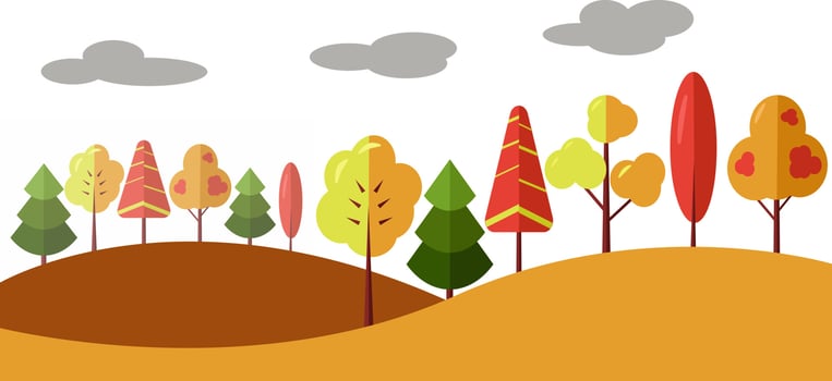 Autumn banner. autumn forest, yellow and red trees. cartoon vector illustration.