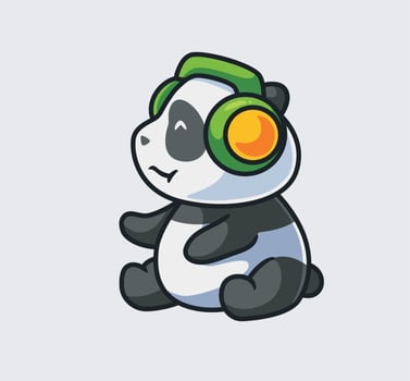 cute panda listening a music vector