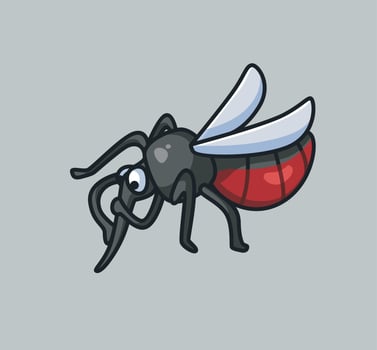 cute mosquito eating a blood. isolated cartoon animal nature illustration. Flat Style suitable for Sticker Icon Design Premium Logo vector. Mascot Character vector