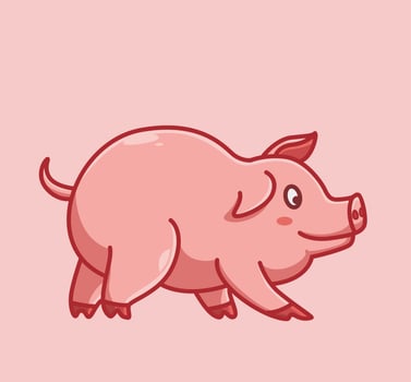cartoon animal nature concept Isolated illustration. Flat Style suitable for Sticker Icon Design Premium Logo vector. Mascot Charactercute pig walking slowly. vector