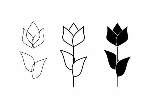tulip icon set isolated on white background vector