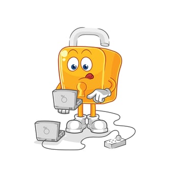 padlock cute cartoon vector