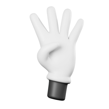 3D Cartoon Hand Gesture Four png