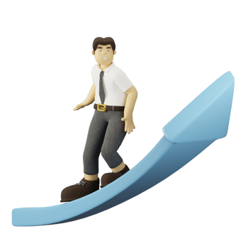 3D Character Employee With Arrow Up png