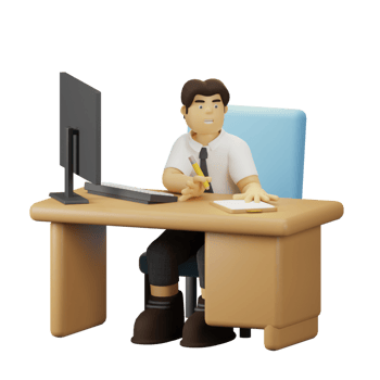 3D Character Employee Writing Sign png