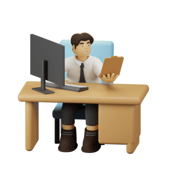 3D Character Employee With Task list png