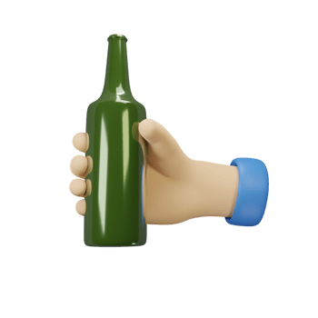 3D Hand gesture holding bottle png