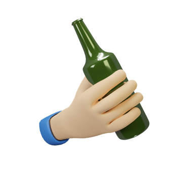 3D Hand gesture holding bottle png