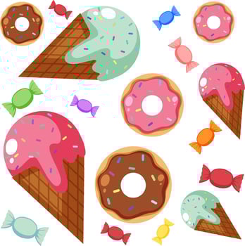 Food and dessert seamless pattern vector