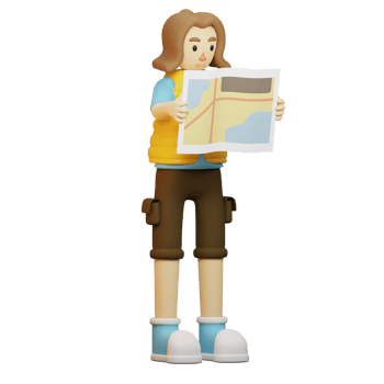 3D Character Traveler With Map png