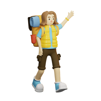 3D Character Traveler With Backpack png