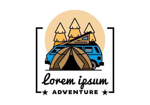Camping with tent and car illustration design vector