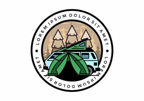 Camping with tent and car illustration design vector