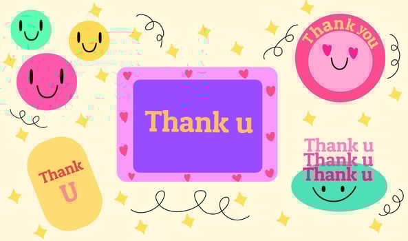 Thank you retro collection set vector