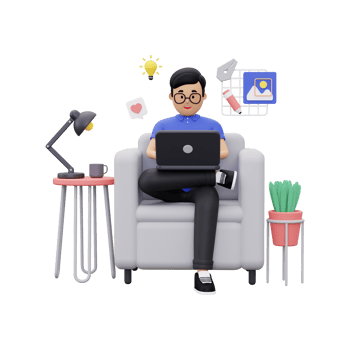 3d Professional graphic designer working on laptop png