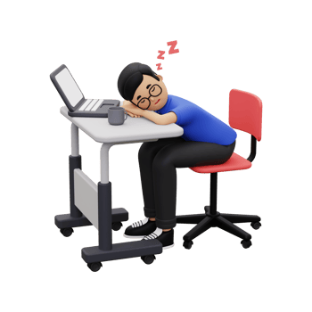3d employee sleeping at work png
