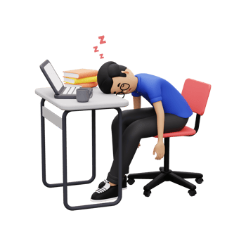 3d Business employee sleeping at work png