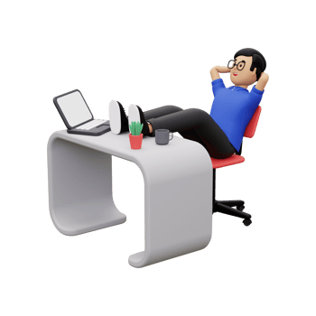 3d Business employee relaxing at work png