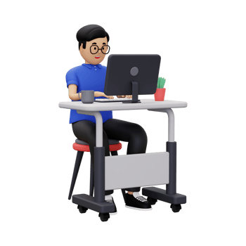 3d man working at home png