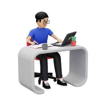 3d business man working on laptop png