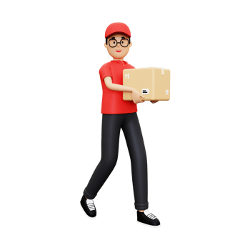 3d Deliveryman delivering courier png