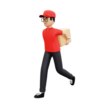 3d Deliveryman going to deliver box png