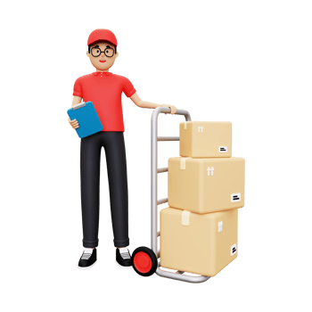 3d Deliveryman standing with courier png