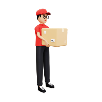 3d Deliveryman carrying the package png