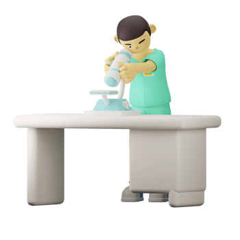 3D Character Doctor with microscope png