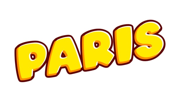 Paris. Nice city in France. Phrase lettering isolated on white colourful text effect design vector. Text or inscriptions in English. The modern and creative design has red, orange, yellow colors. vector