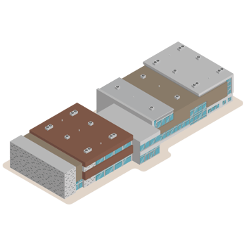 3D modern school or university. Isometric modern office building and architecture. png