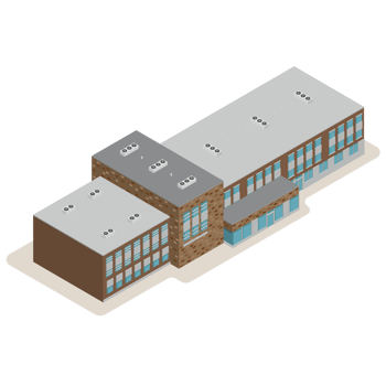 3D modern school or university. Isometric modern office building and architecture. png
