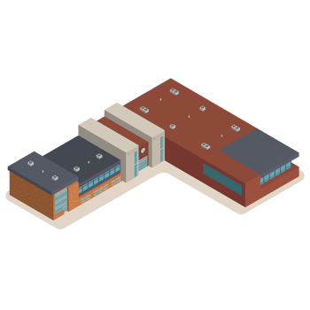 3D modern school or university. Isometric modern office building and architecture. png