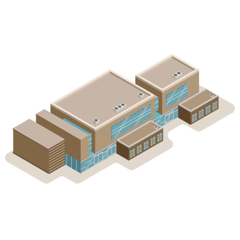 3D modern school or university. Isometric modern office building and architecture. png