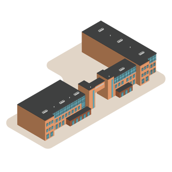 3D modern school or university. Isometric modern office building and architecture. png