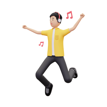 3d Man Listening Music png