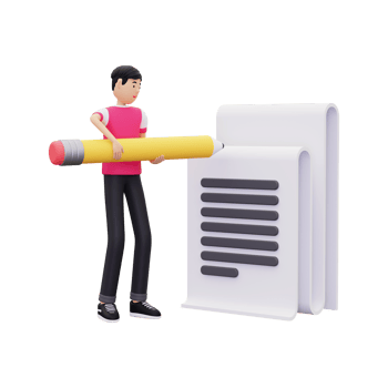 3d Man Writing Using Pencil On Paper png