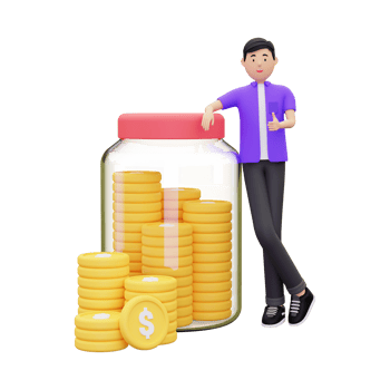 3d Man Saving Money In Jar png