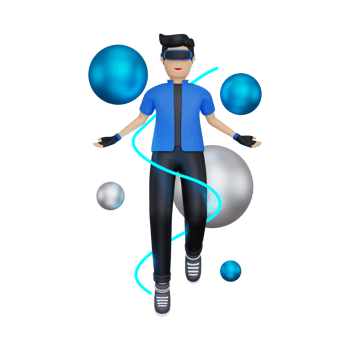 3d Boy experiencing VR space png