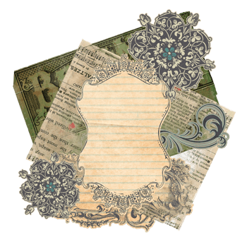 Vintage .retro set. Ornaments, decor, papers. png