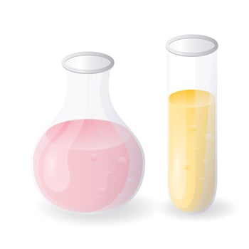 Flask and test tube, medical equipment for laboratory research. Medicine, healthcare concept. Scientific laboratory glassware. Chemical laboratory research. Vector design.