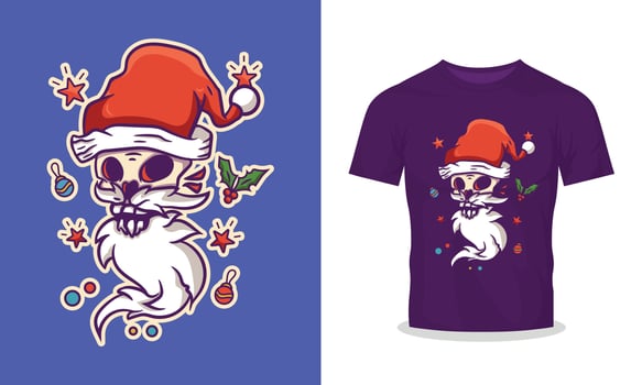 skull christmast illustration vector