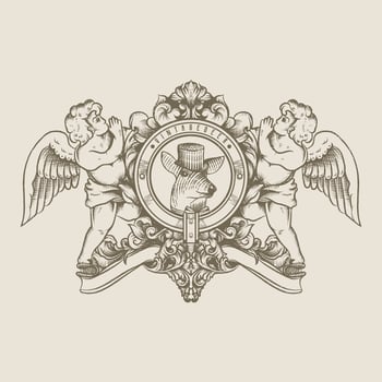 vintage deer and angel logo vector