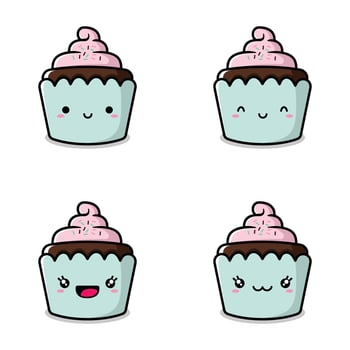 vector illustration of cute cupcake emoji