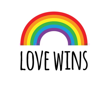 Vector lgbtq rainbow flag heart and love wins